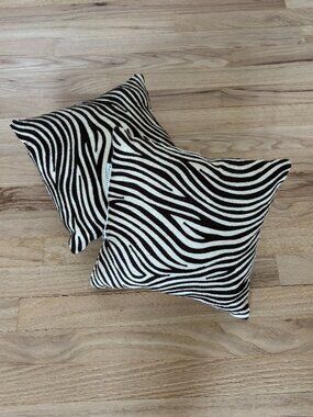 Pottery Barn 12 X 12 Cotton Zebra Print Throw Pillows